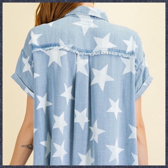 RESTOCKED Easel Lightweight Distressed Denim Shirt Dress - Slightly darker shade - Picture 6 of 15